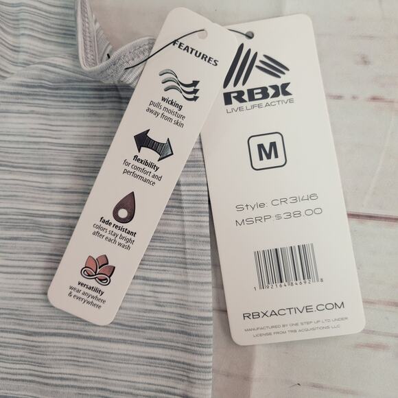 RBX Active Medium gray/white striped sleeveless tank top - Picture 4 of 5